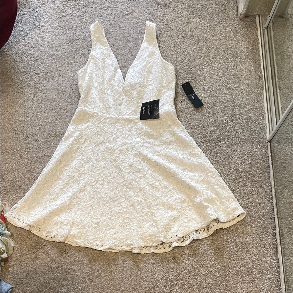 Lulu's Ivory Lace Mini Dress